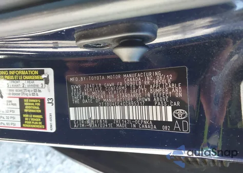 2012 Toyota Corolla Le из США, поврежденный, VIN 2T1BU4EE4CC895317